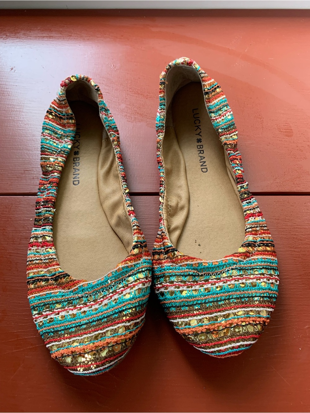 Lucky Brand Multicolor Striped Woven Ballet Flats